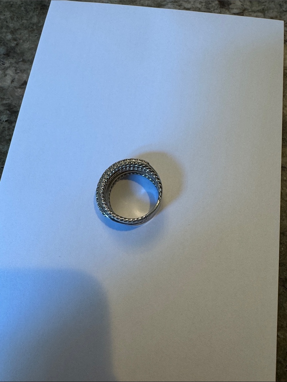 David Yurman Silver Multi-Band Cable Ring with diamonds - Picture 2 of 6